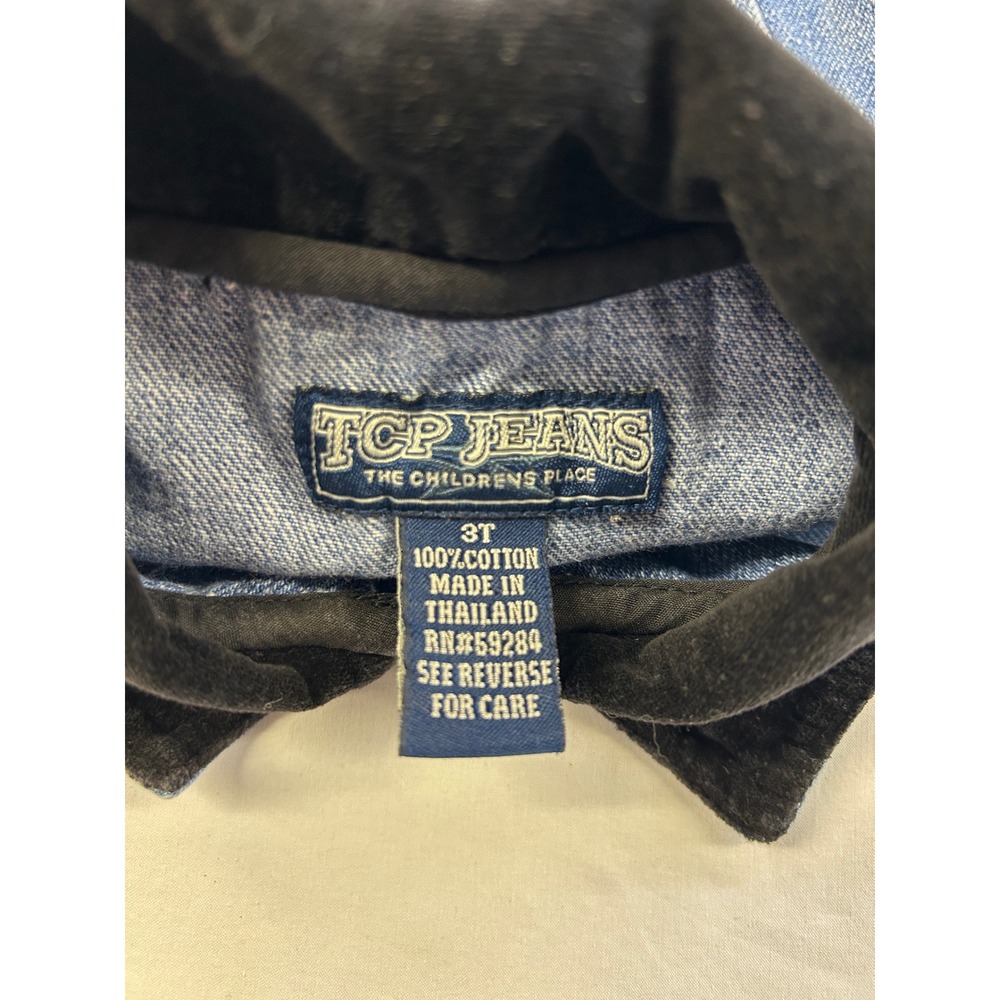 Vintage The Children's Place TCP Jeans Denim Vest 3T Full Zip Corduroy Collar - Picture 4 of 6